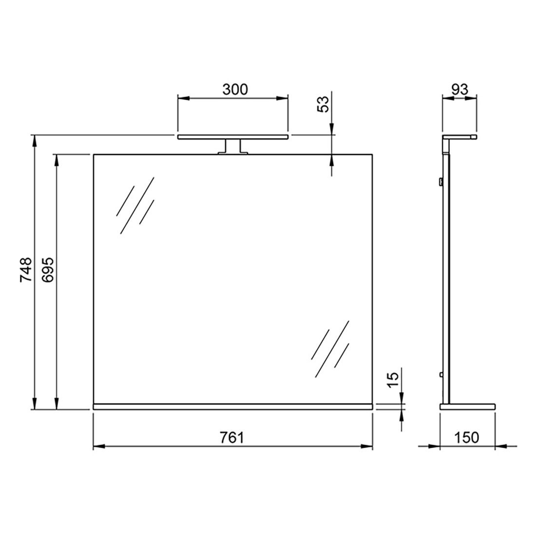 Germania Spiegel mit Beleuchtung 76x75cm