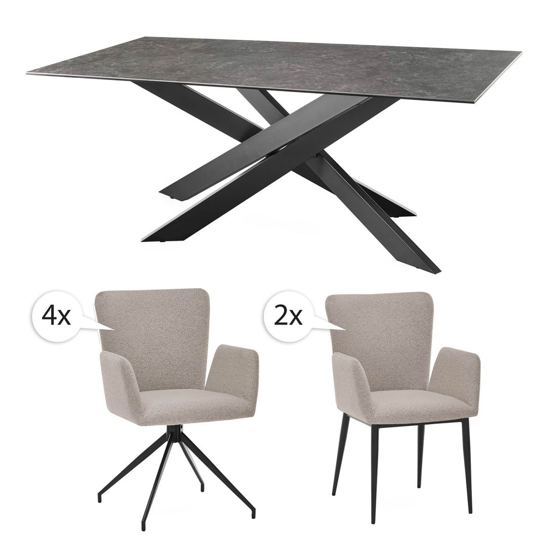 set one El Paso Essgruppe 7-tlg. Tisch 200x100cm
