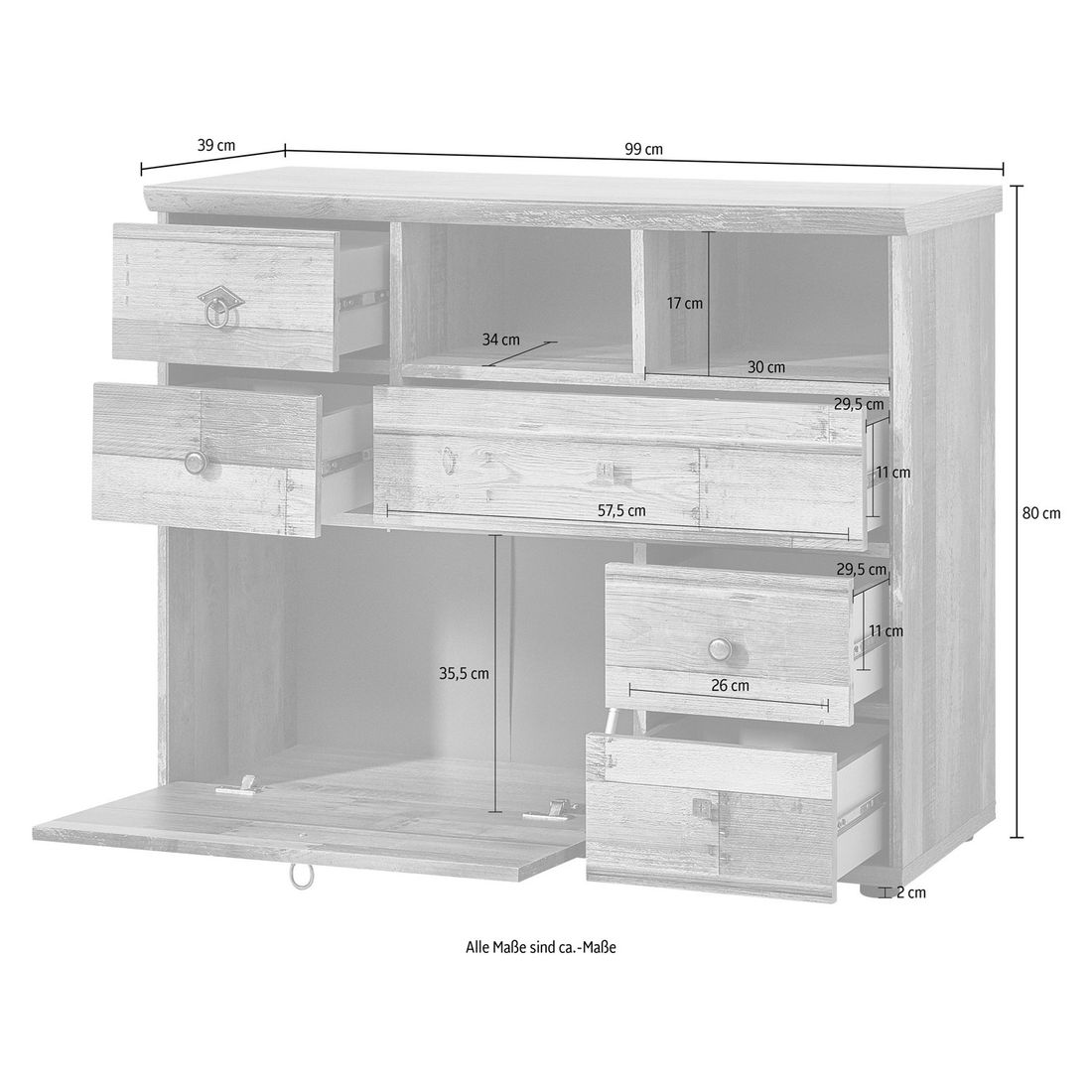 Innostyle Bonanza Kommode 99x39x80cm