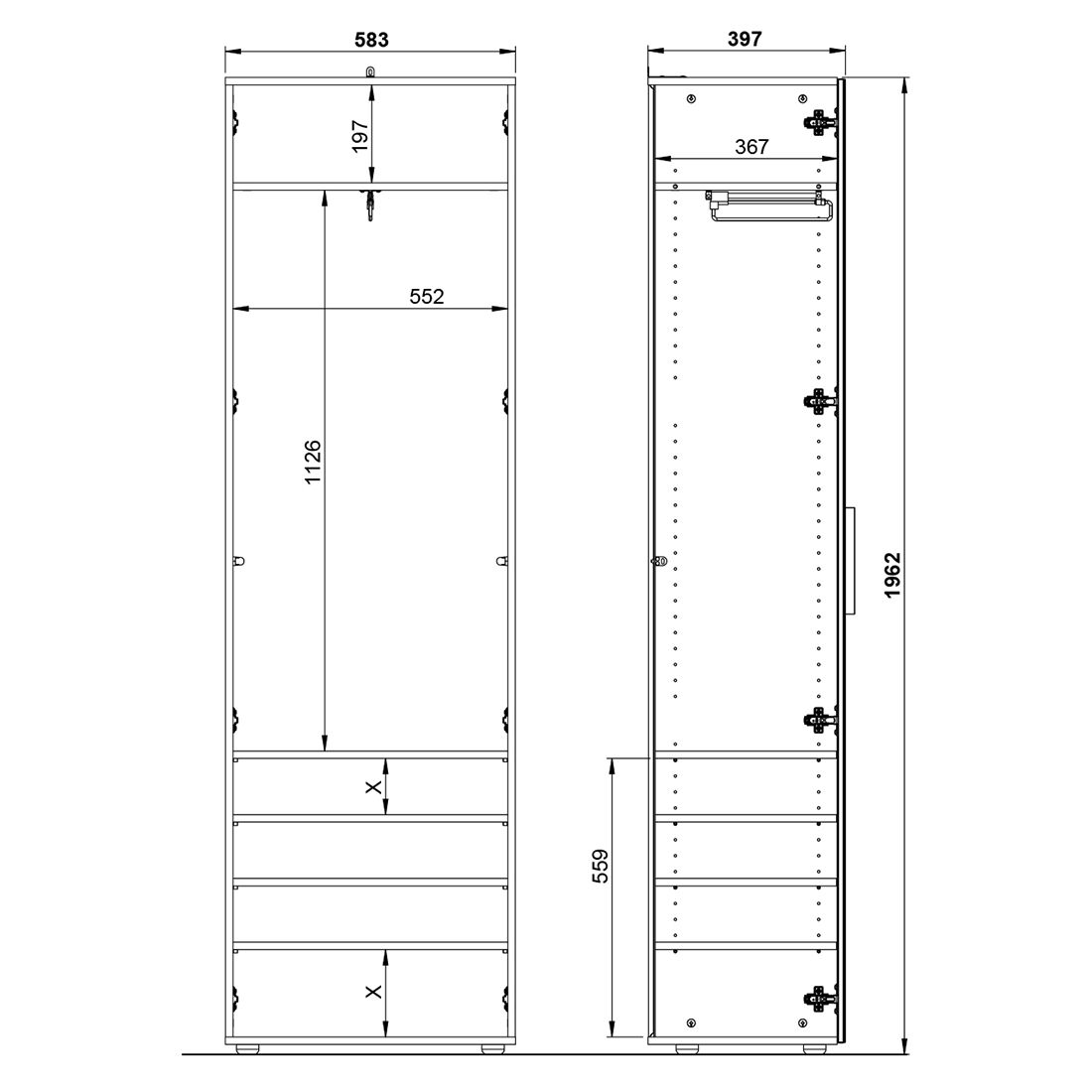 Germania Genova Garderobenschrank 59x40x197cm