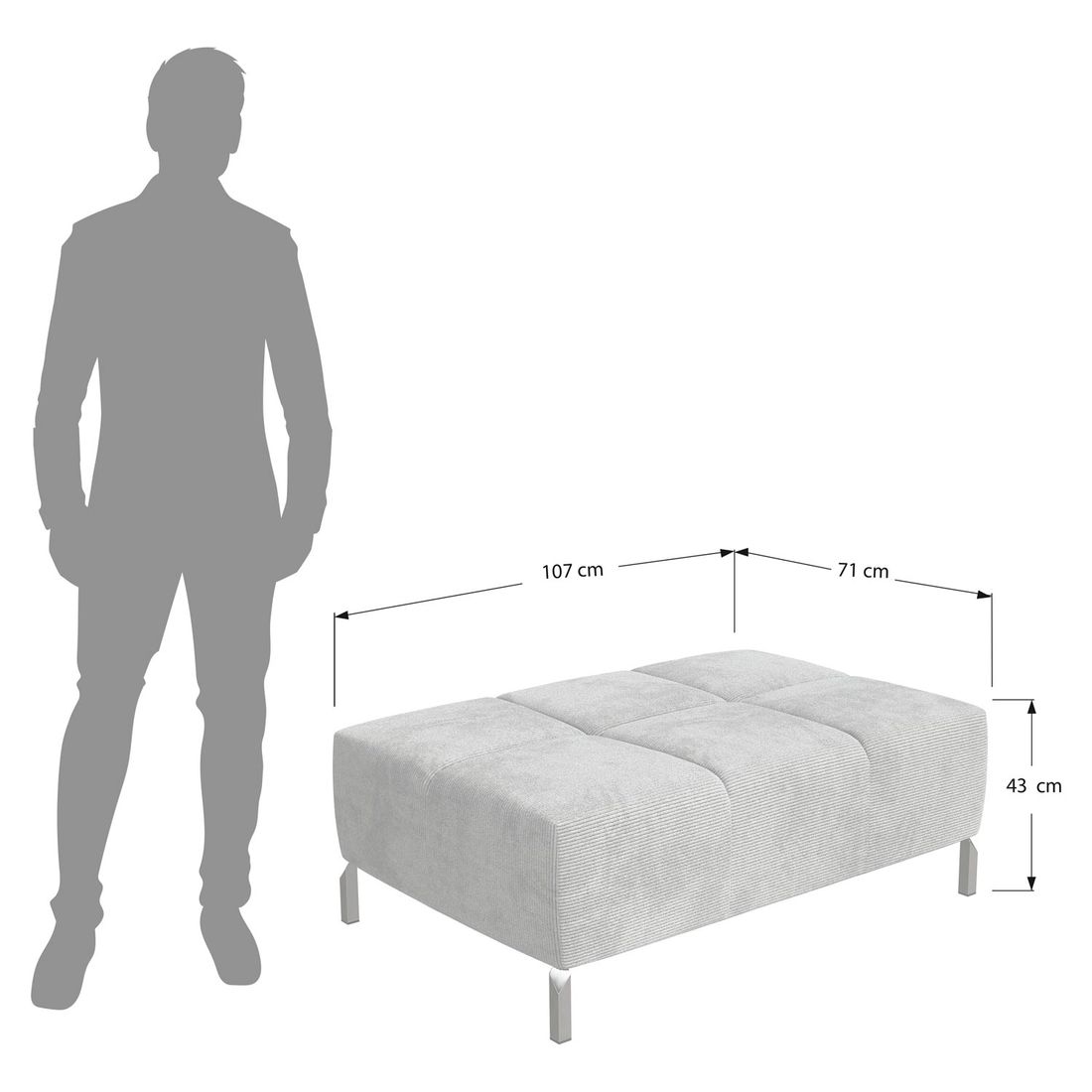 HOMELIV. Cambridge Polsterhocker 107x71x43cm Feincord