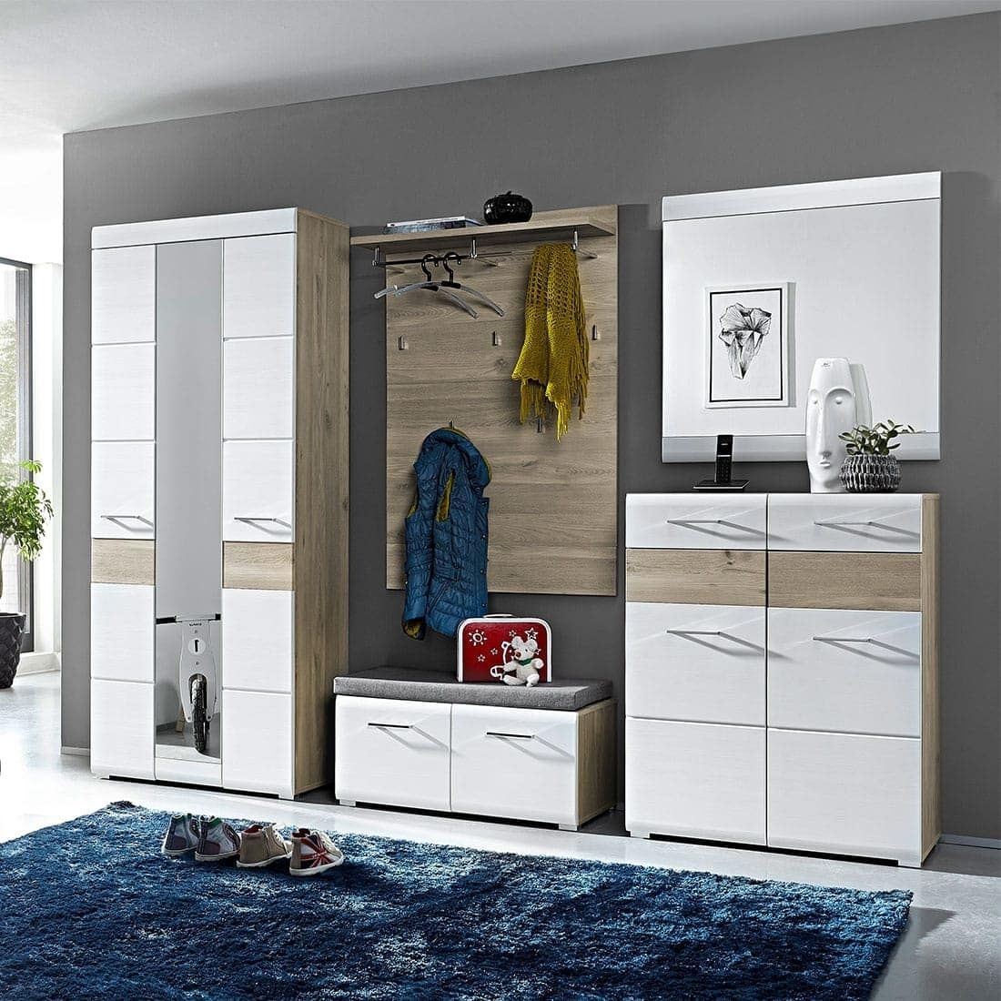 Innostyle Funny Garderobenschrank 84x40x200cm Silbereiche/Weiß