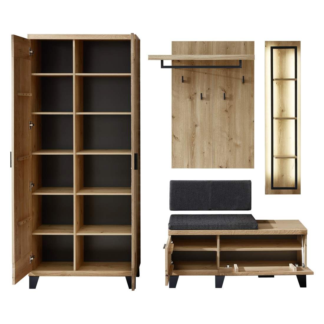 Wohnconcept Persiko Garderoben-Set mit Beleuchtung 4-tlg.