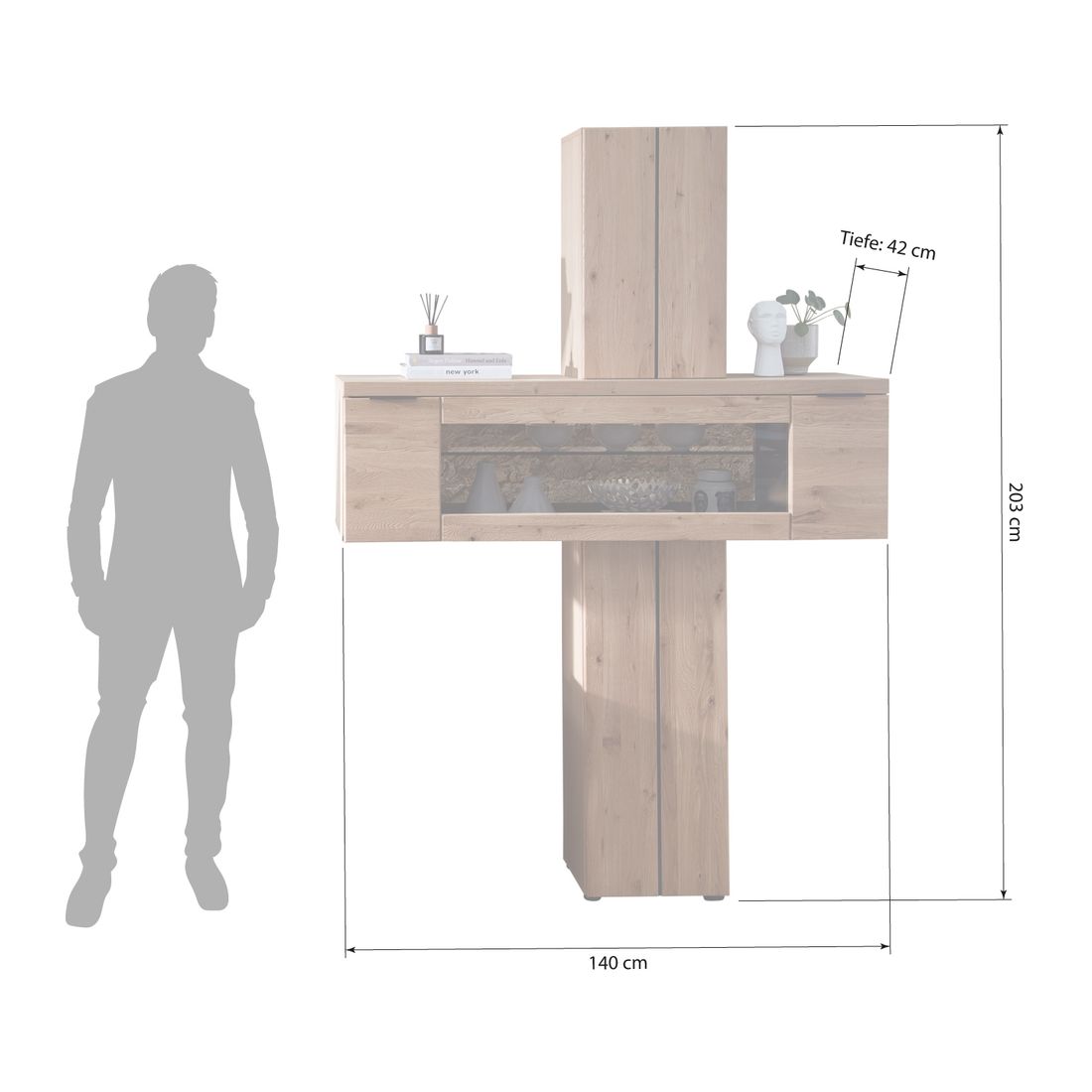 Wohnconcept Donna Hochschrank 140x42x203cm