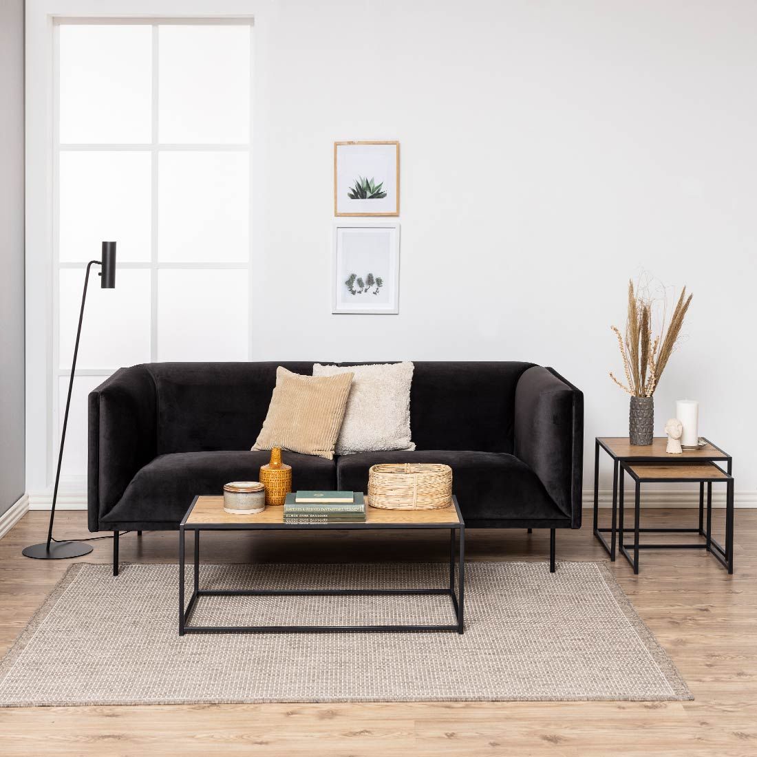 AC Design Seaford Couchtisch Wildeiche/Schwarz, ca. 100x40x50 cm