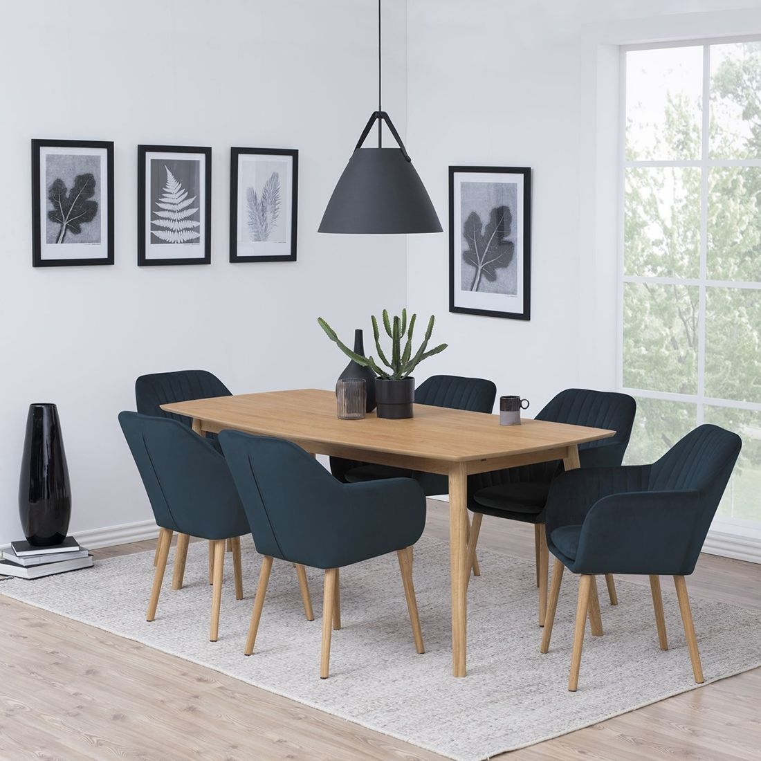 AC Design Emilia Armlehnstuhl 57x61x83cm Dunkelblau/Eiche