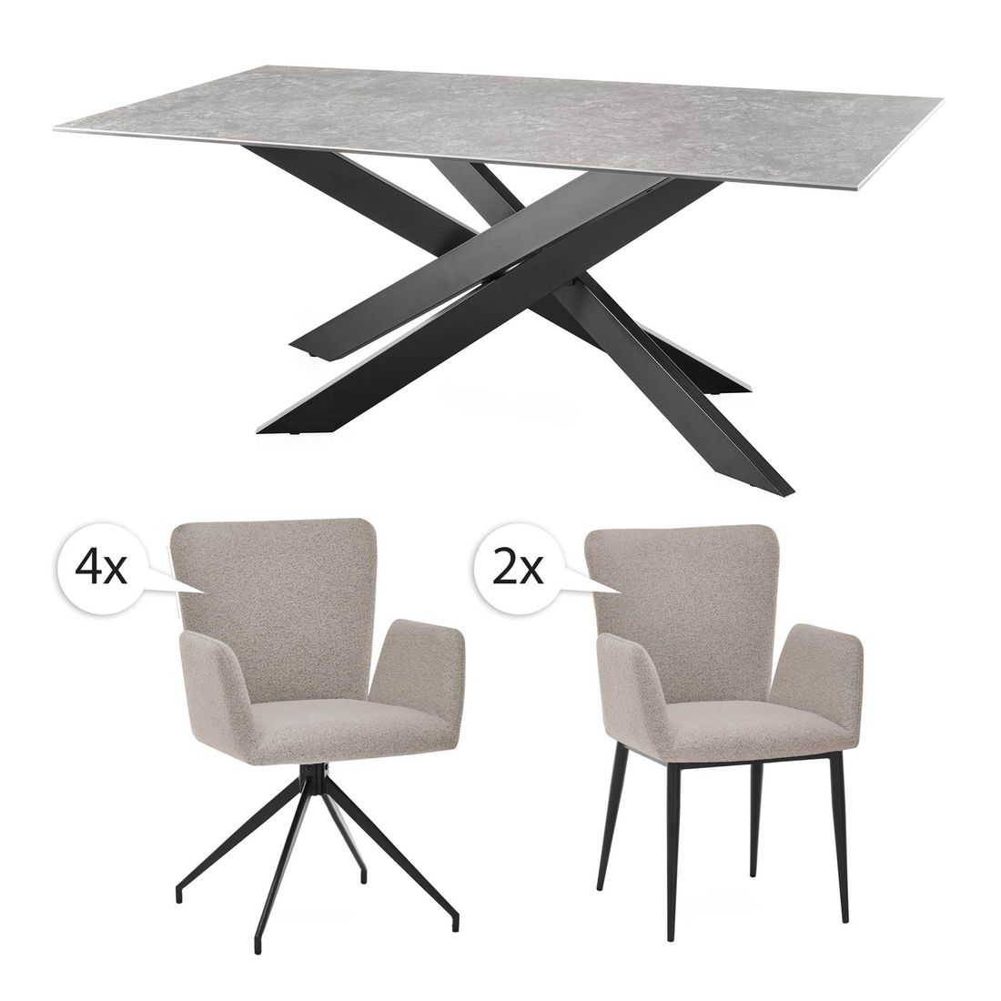 set one El Paso Essgruppe 7-tlg. Tisch 200x100cm