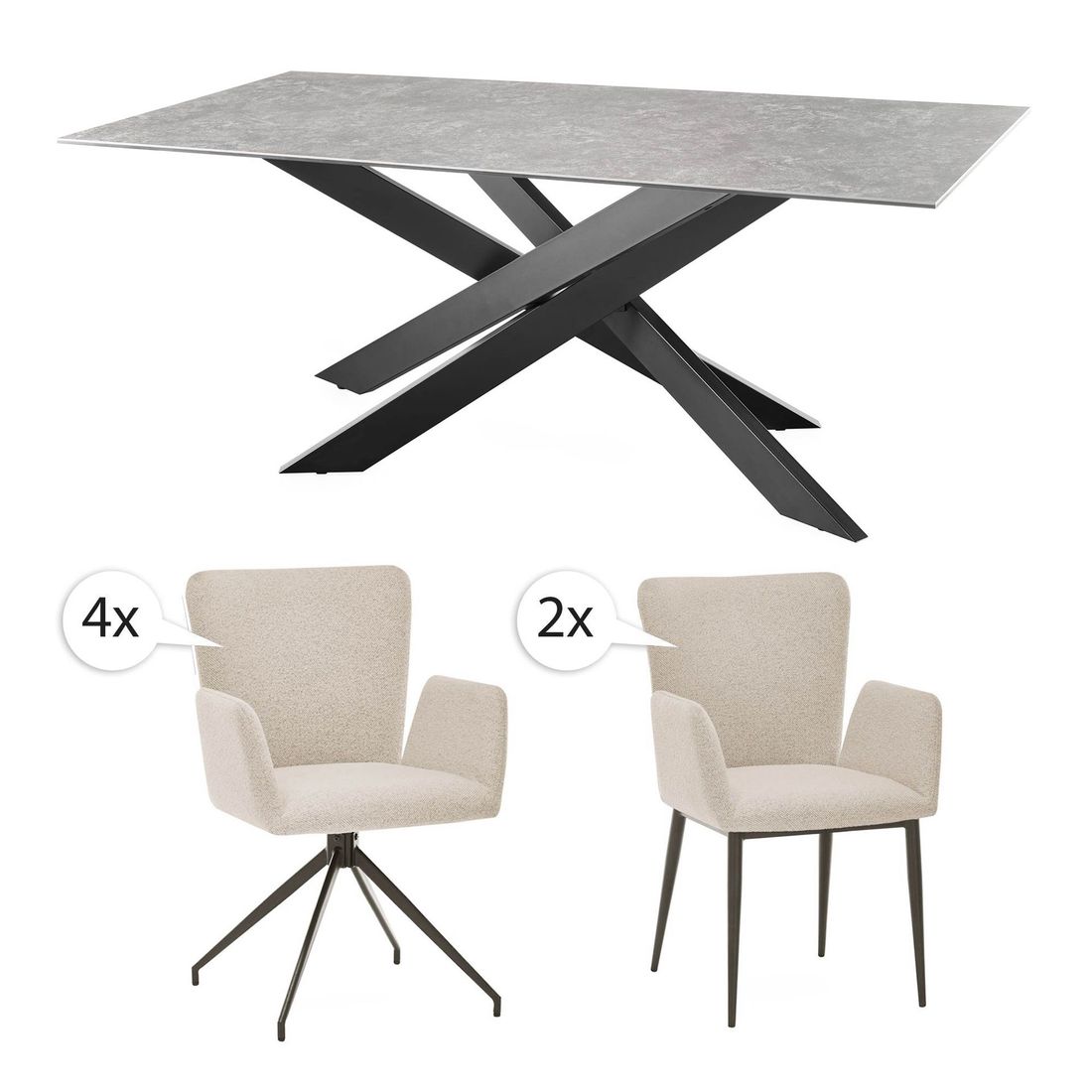 set one El Paso Essgruppe 7-tlg. Tisch 200x100cm