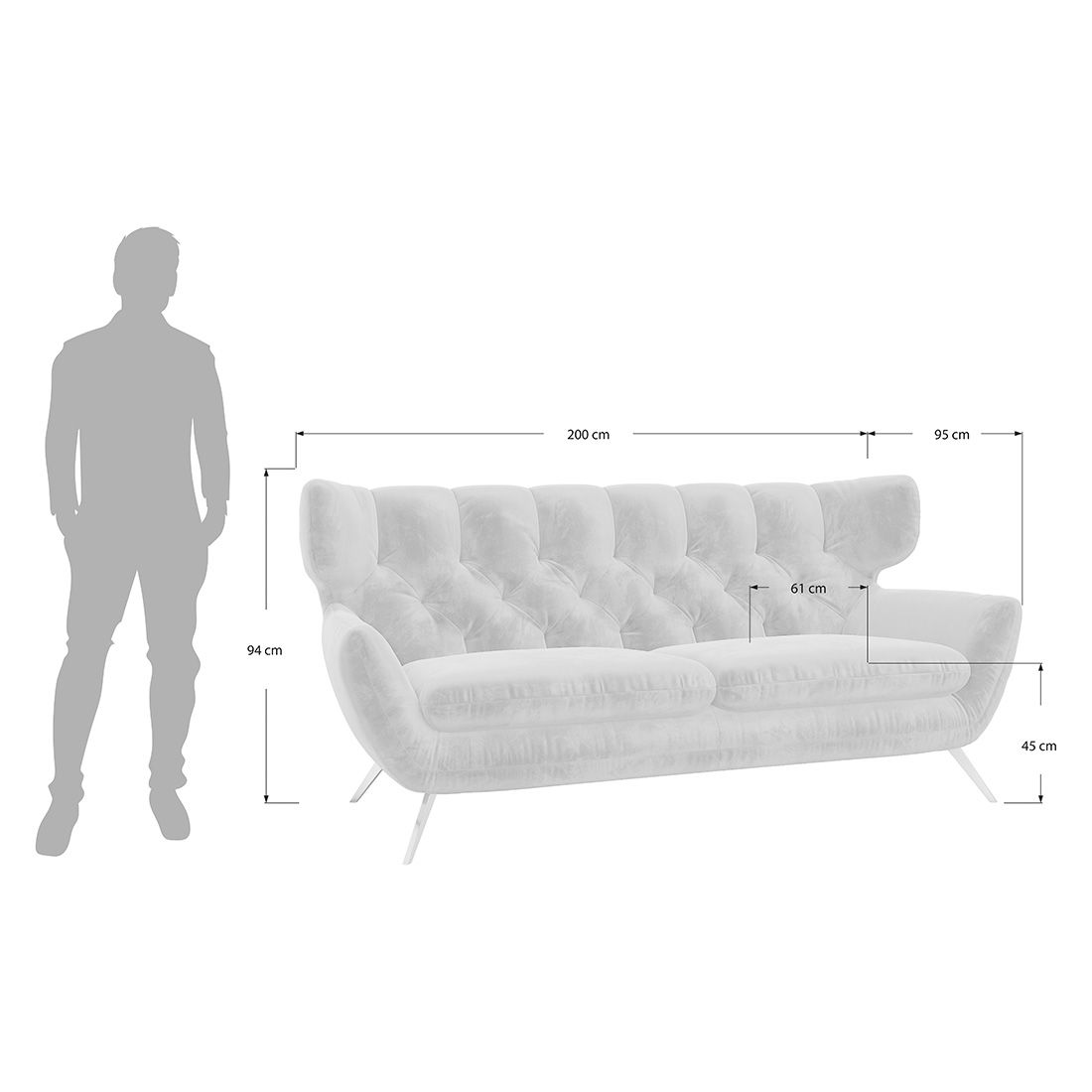 Claire 2,5-Sitzer Sofa 200x95x94cm