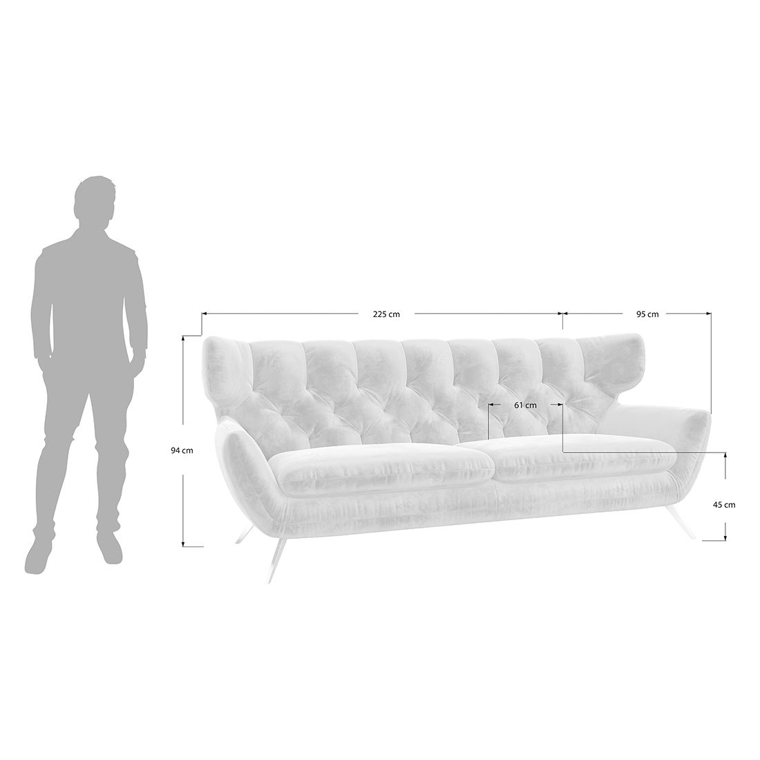 Claire 3-Sitzer Sofa 225x95x94cm