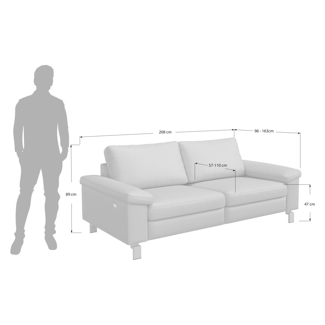 Cleo Plus 3-Sitzer Sofa 208x96x89cm