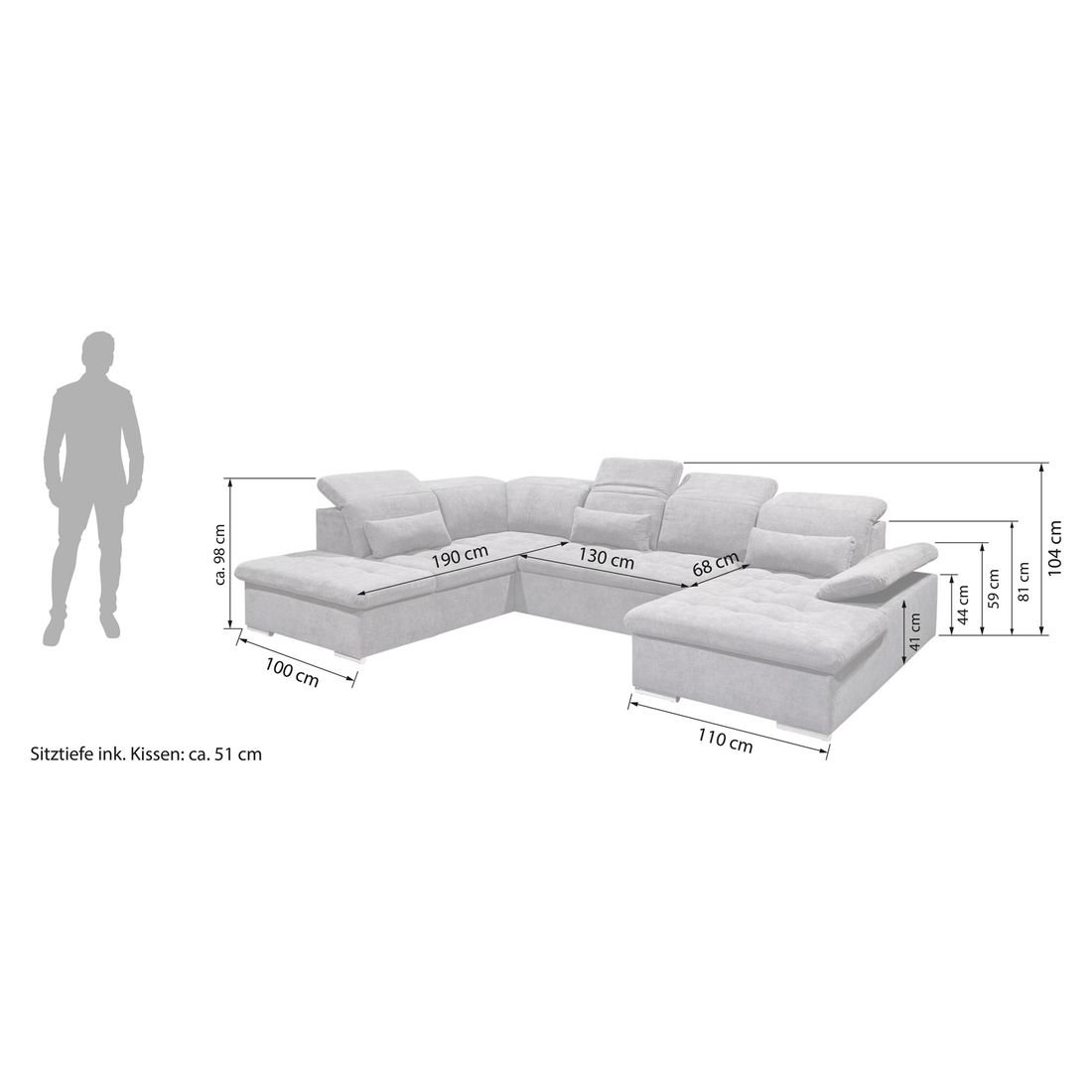 ED Lifestyle Polstermöbel Wayne Wohnlandschaft