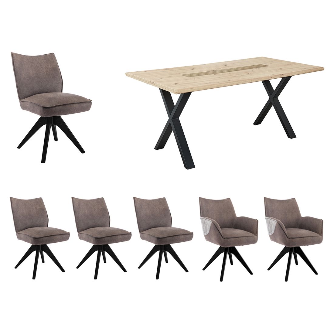 Wohnconcept Fulton Essgruppe 7-tlg. Tisch 180x100cm