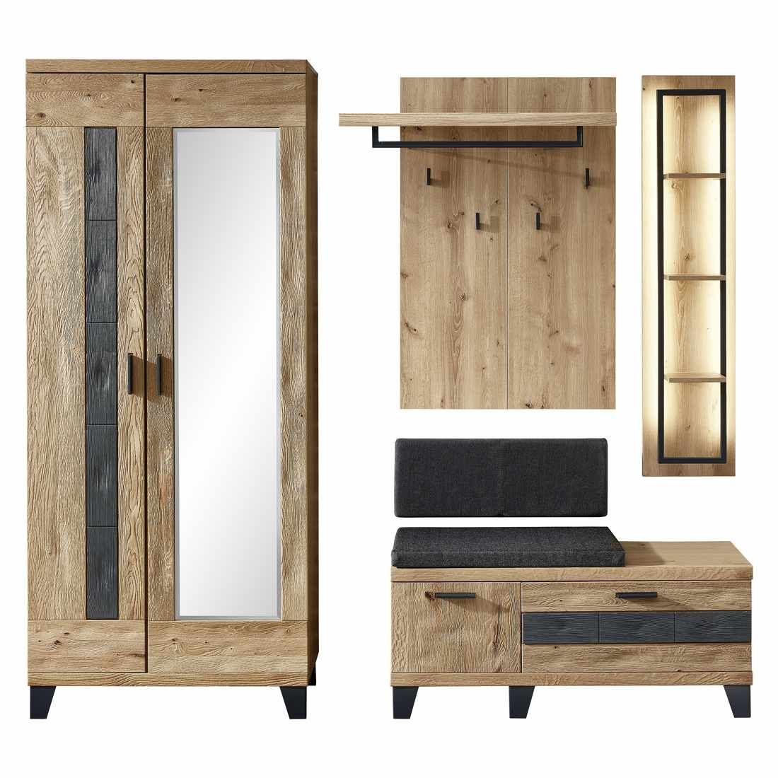 Wohnconcept Persiko Garderoben-Set mit Beleuchtung 4-tlg.