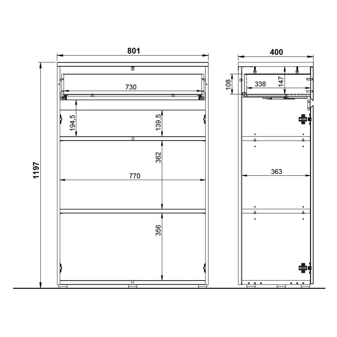 Germania Lissabon Büroschrank 80x40x120cm