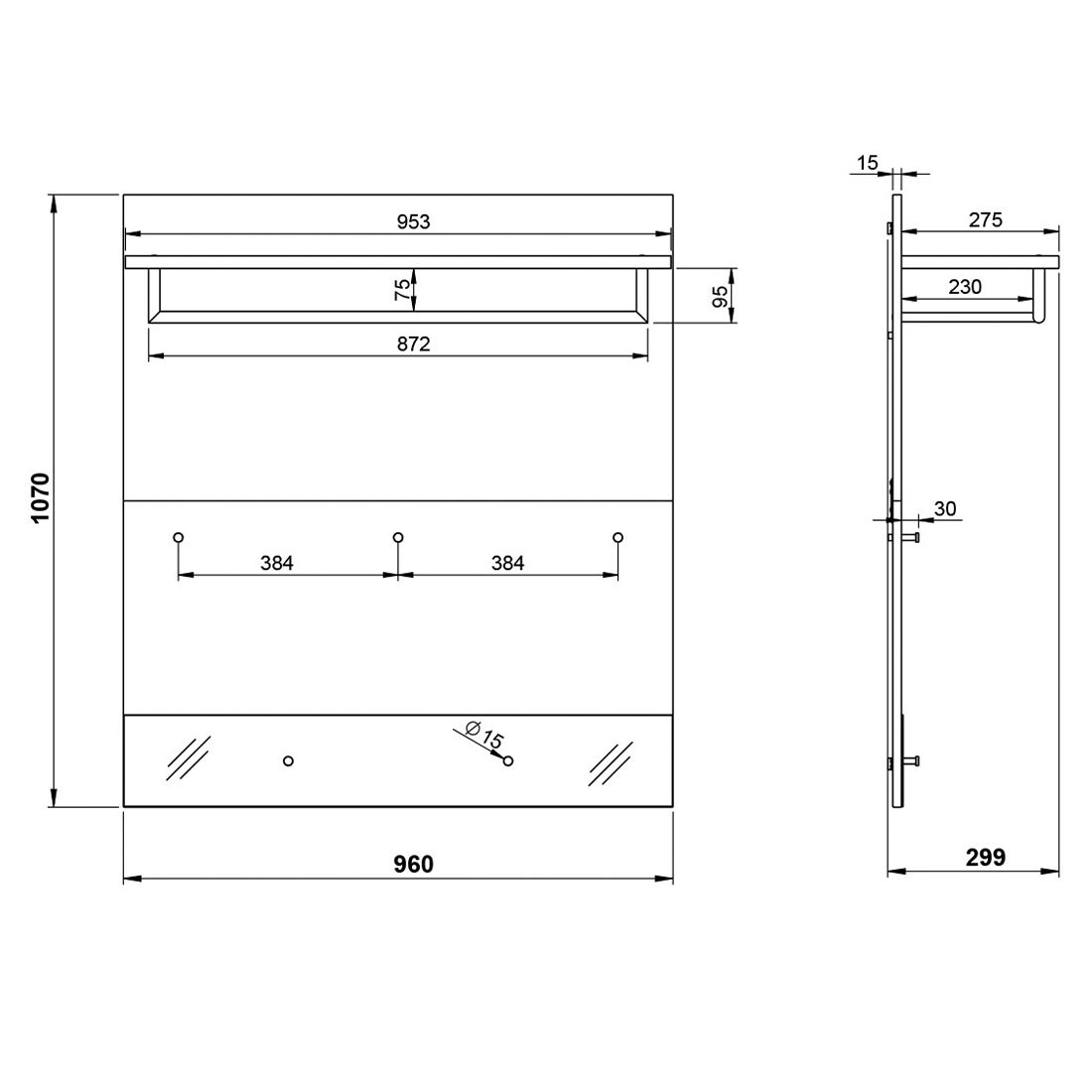 Germania Berlebeck Garderobenpaneel 96x30x107cm