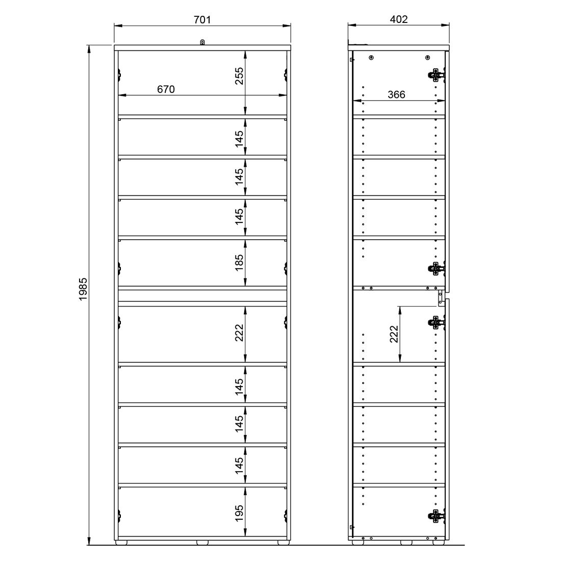 Germania Calvera Garderobenschrank 70x41x199cm