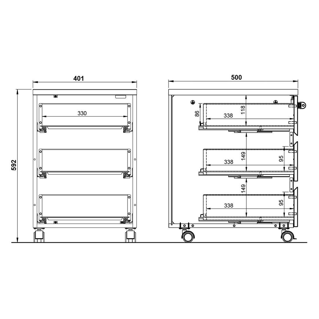 Germania Lissabon Rollcontainer 41x50x60cm