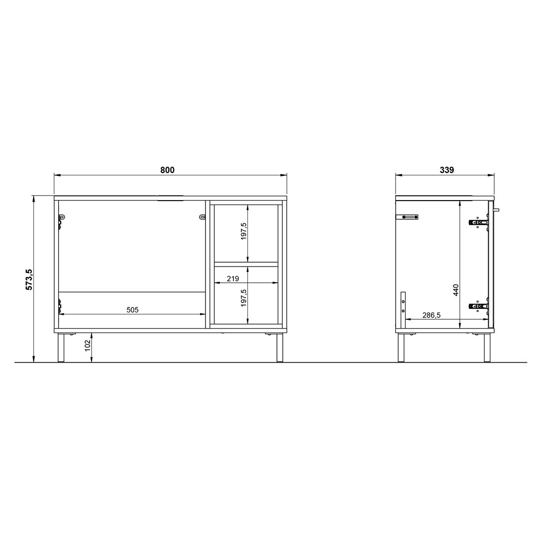 Germania Loria Waschbeckenunterschrank 80x34x58cm