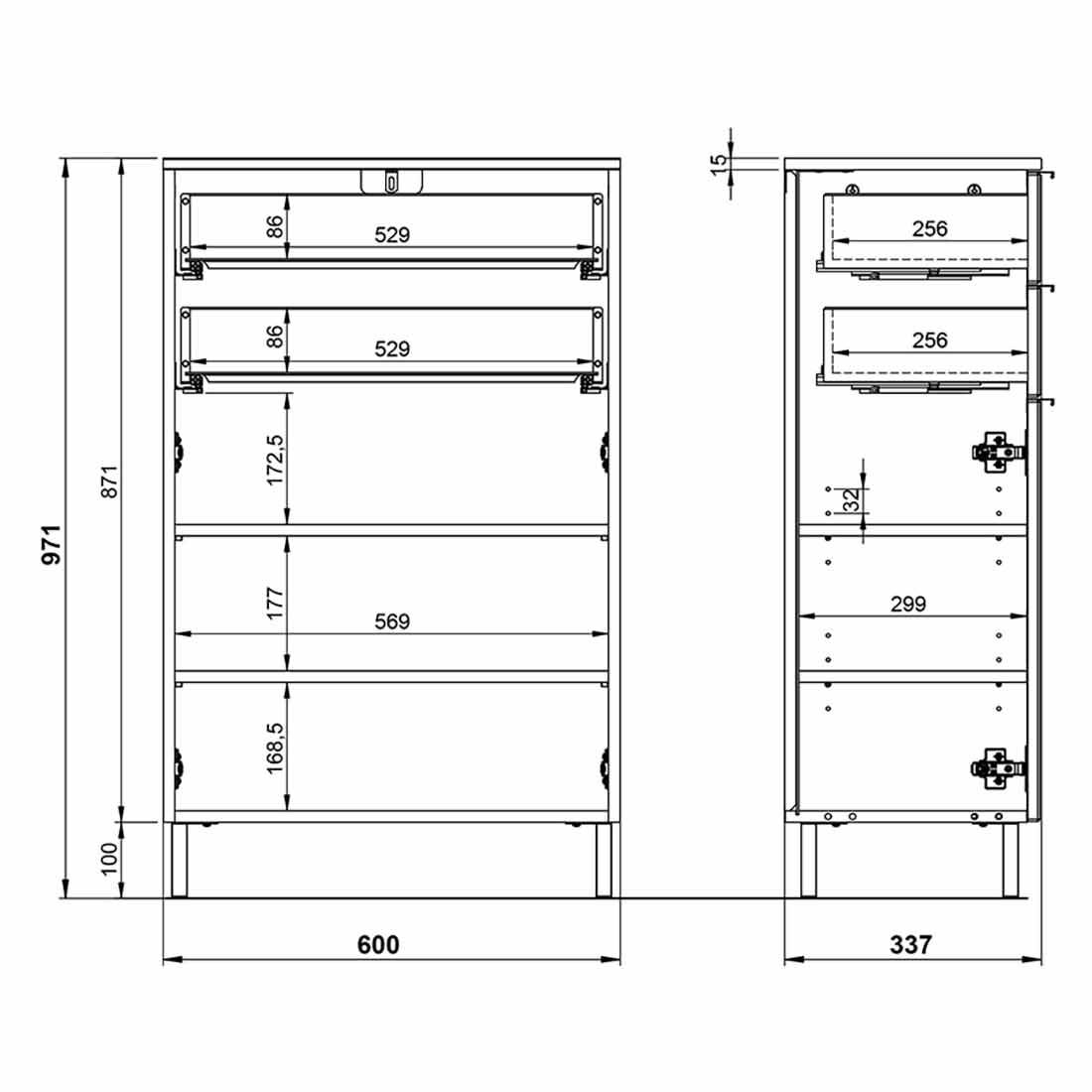 Germania Mauresa Kommode 60x34x97cm