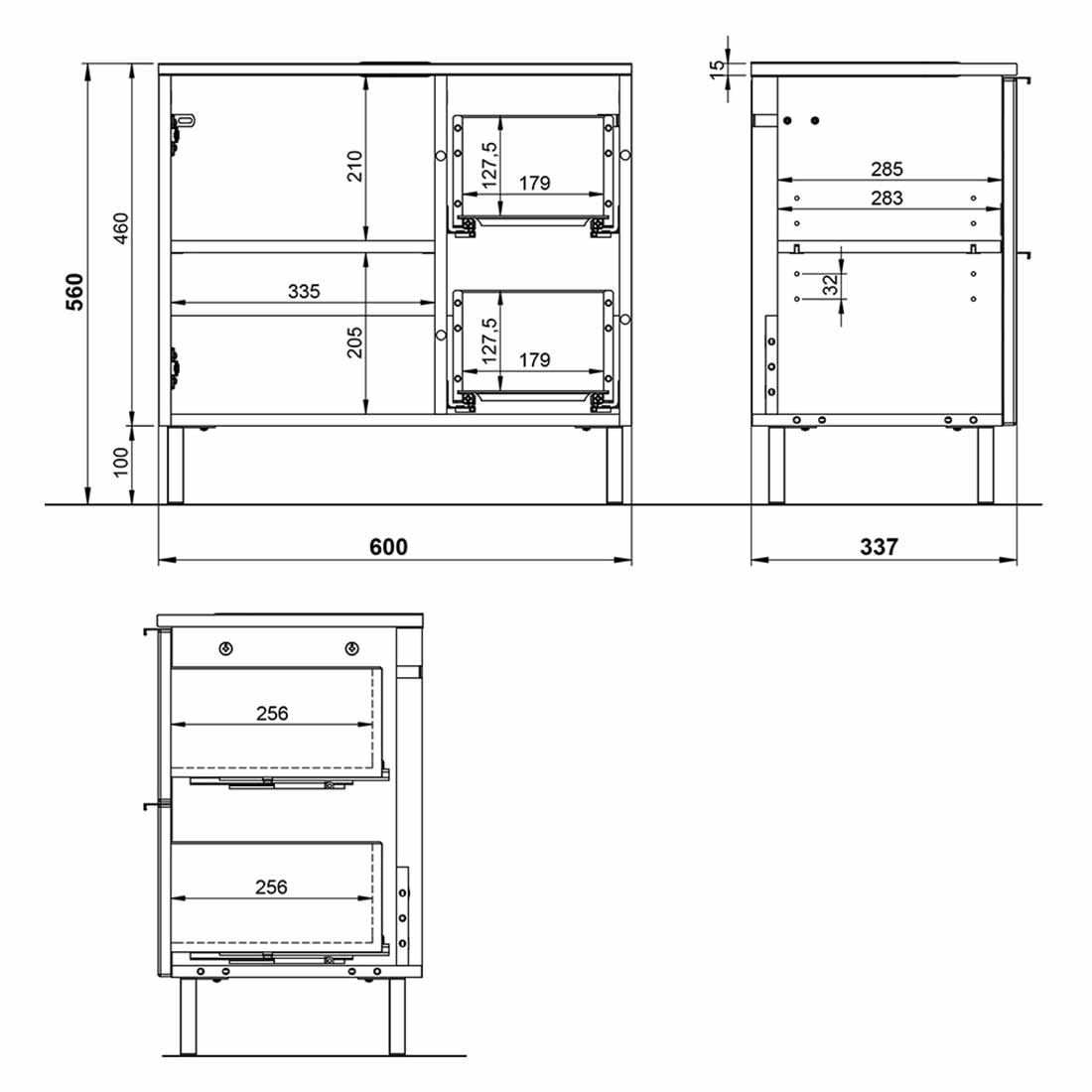 Germania Mauresa Waschbeckenunterschrank 60x34x56cm