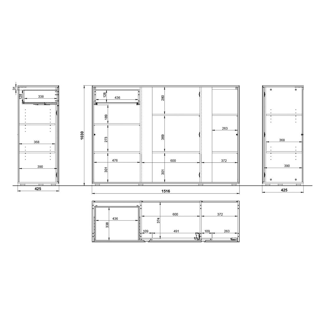 Germania Mesa Sideboard 152x43x103cm