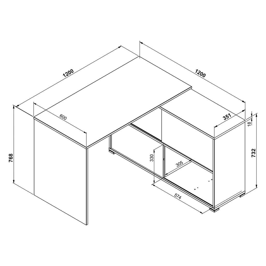 Germania Slide Schreibtisch 120x120x76cm