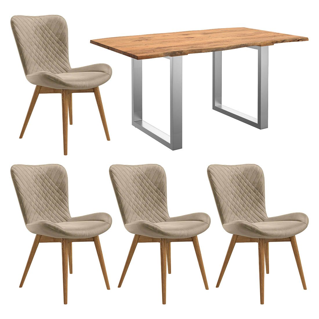 HOMELIV. Almond Essgruppe 5-tlg. Tisch 160x90cm