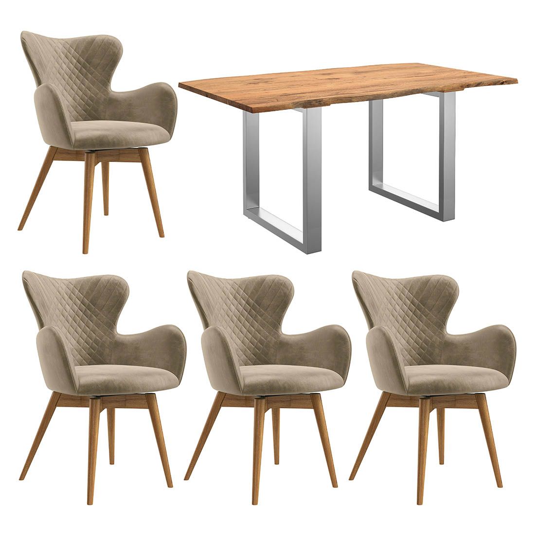 HOMELIV. Almond Essgruppe 5-tlg. Tisch 160x90cm