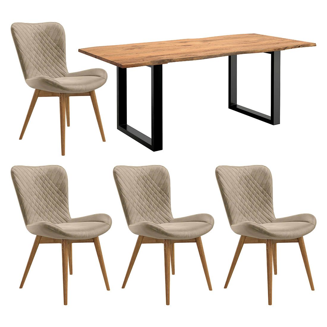 HOMELIV. Almond Essgruppe 5-tlg. Tisch 200x90cm