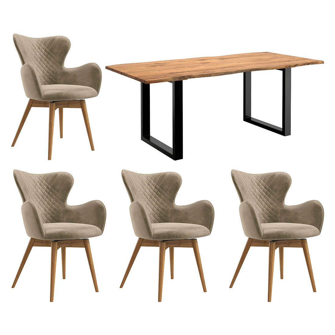 HOMELIV. Almond Essgruppe 5-tlg. Tisch 200x90cm