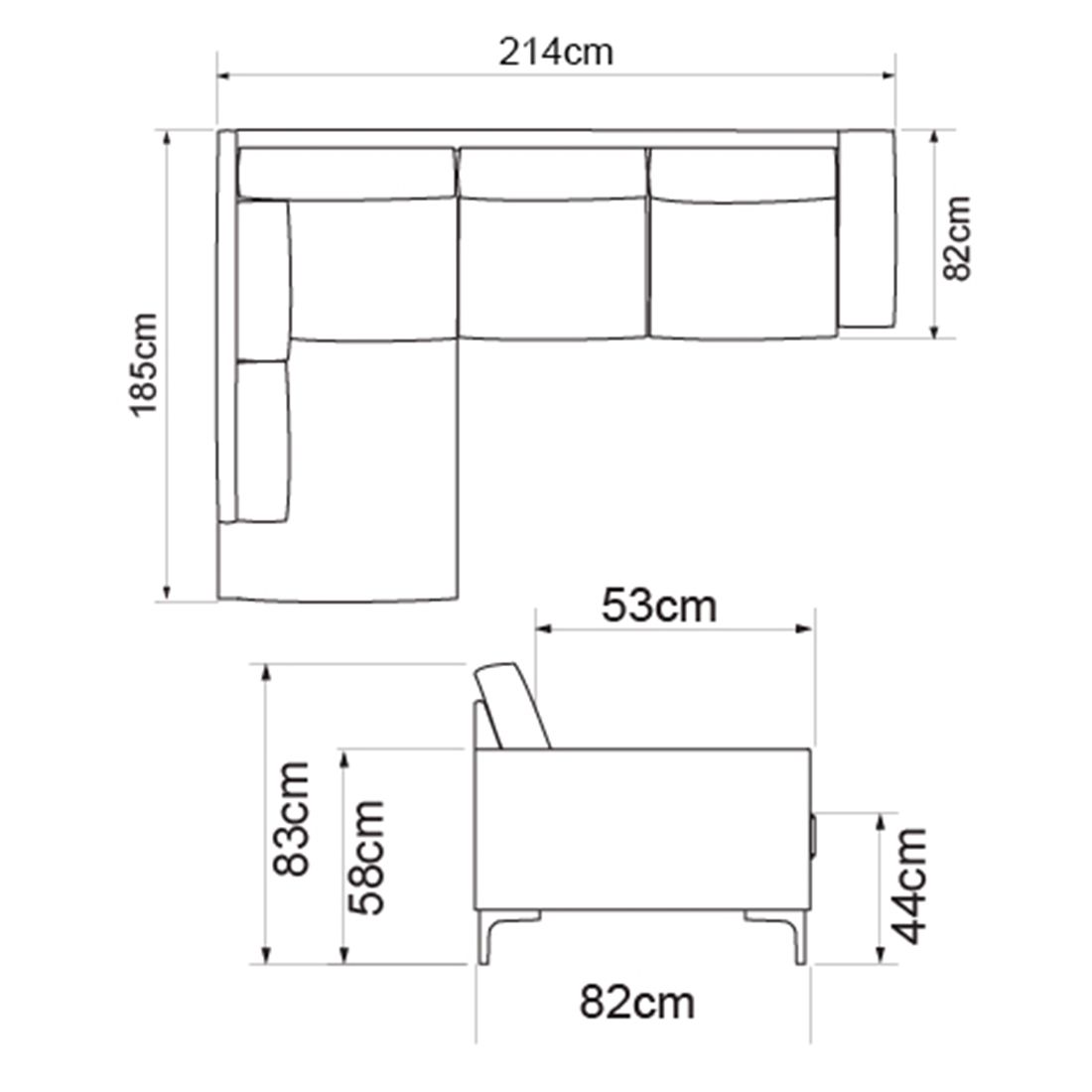 HOMELIV. Cedar Ecksofa Webstoff grob