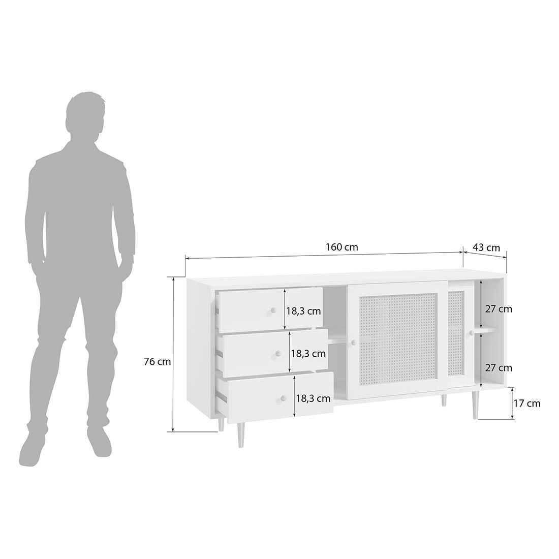 HOMELIV. Edessa Sideboard 160x43x76cm
