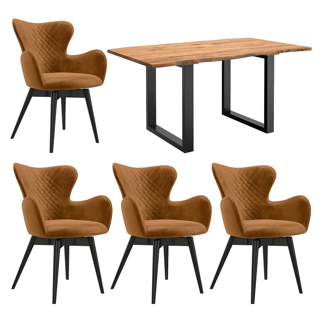 HOMELIV. Pepper Essgruppe 5-tlg. Tisch 160x90cm