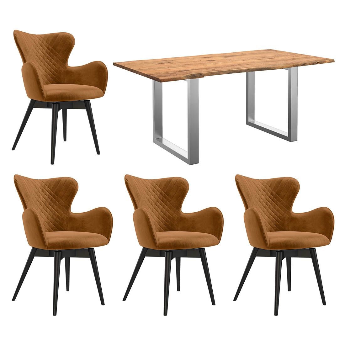 HOMELIV. Pepper Essgruppe 5-tlg. Tisch 180x90cm