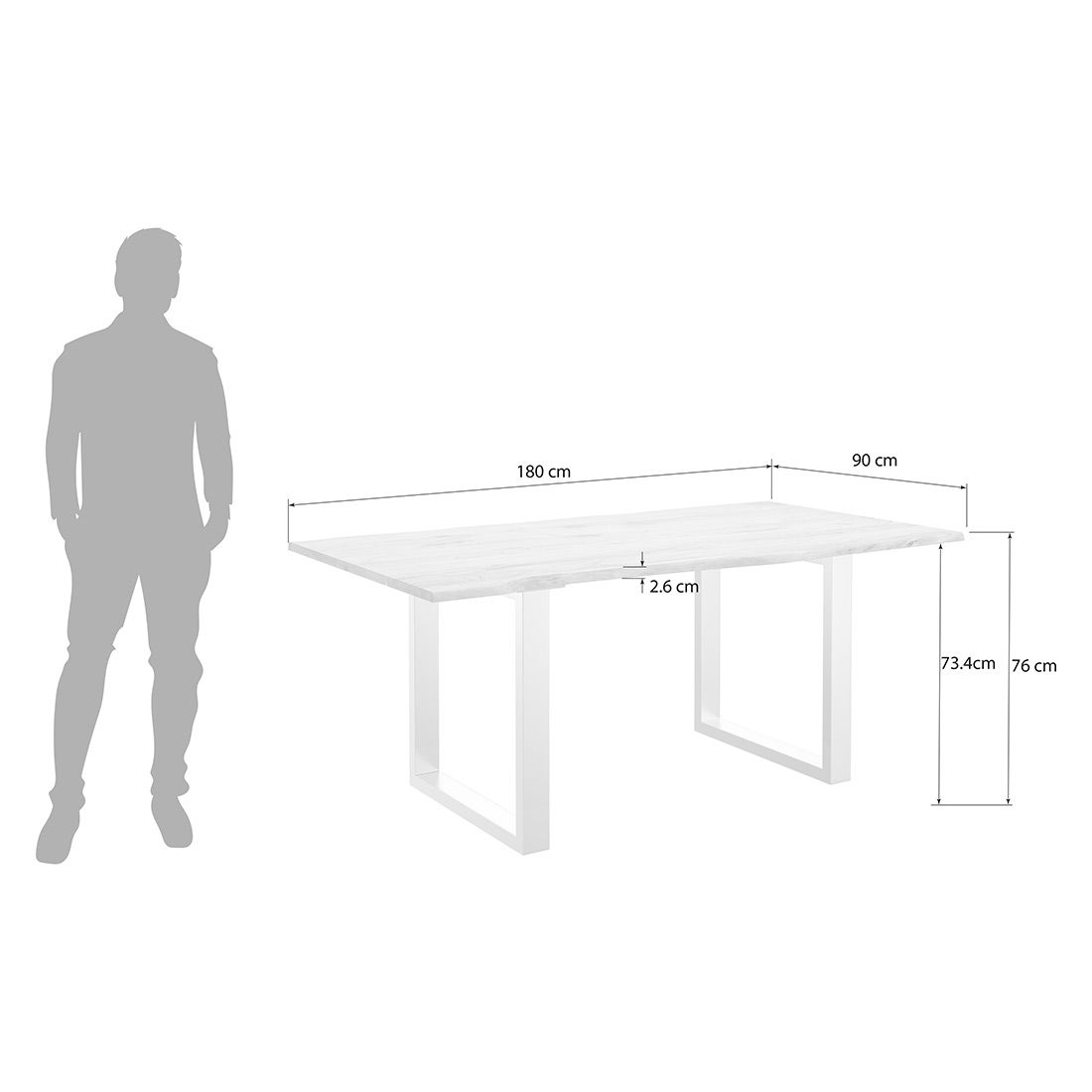 HOMELIV. Pepper Essgruppe 5-tlg. Tisch 180x90cm
