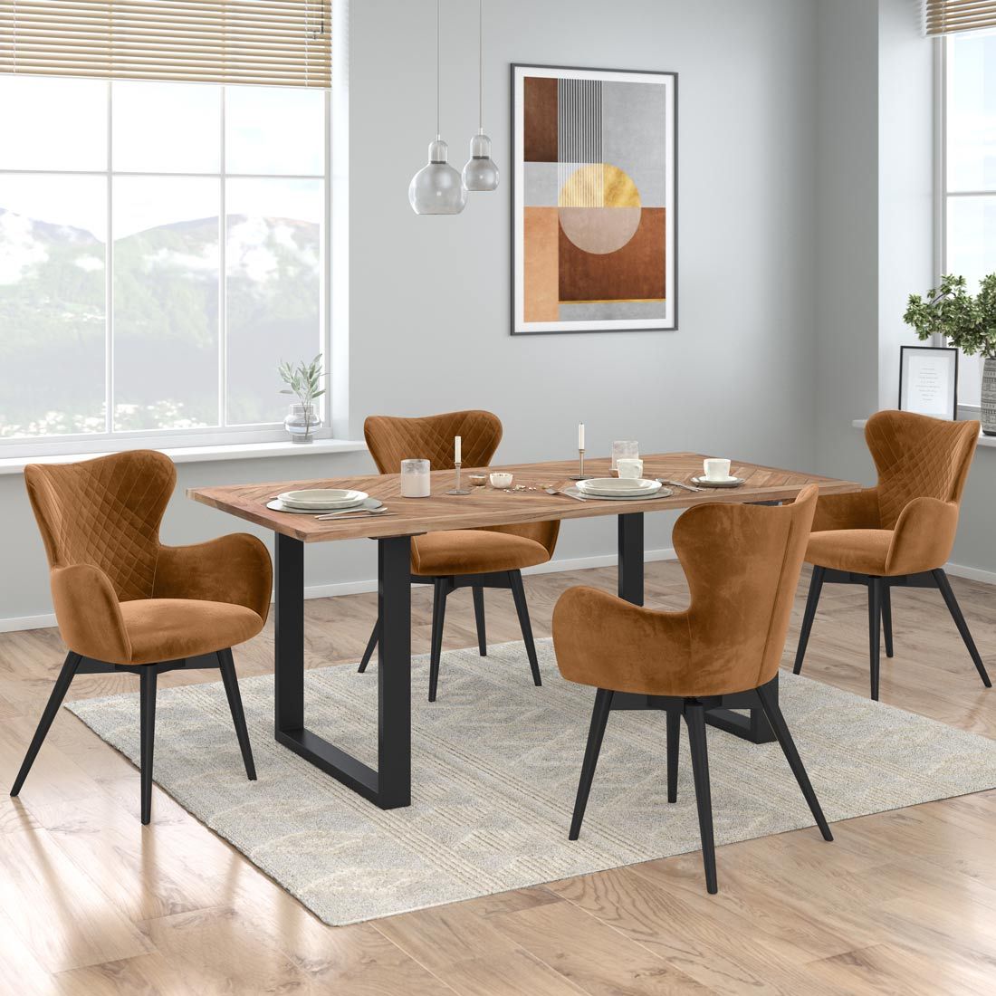 HOMELIV. Pepper Essgruppe 5-tlg. Tisch 180x90cm