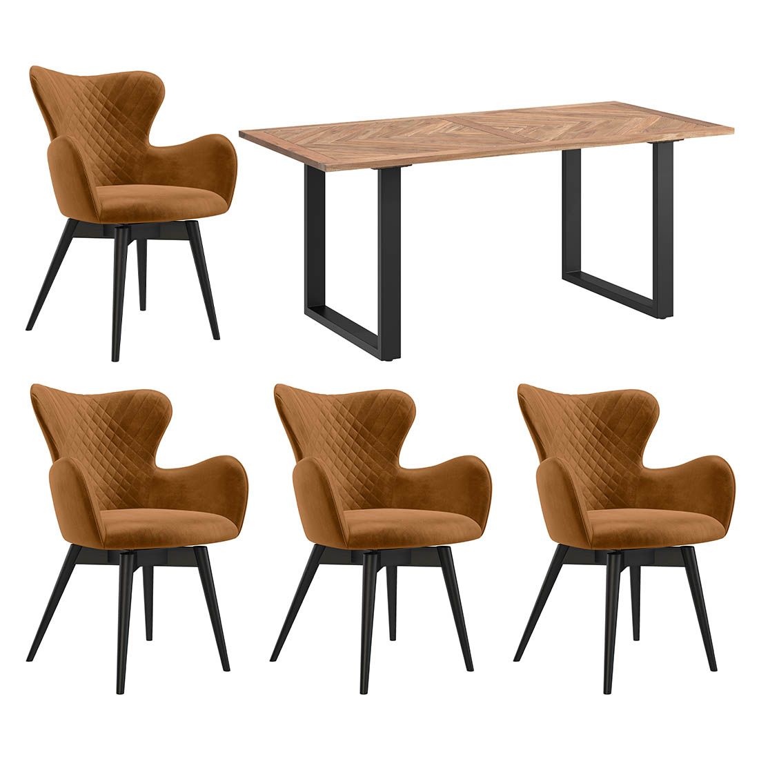 HOMELIV. Pepper Essgruppe 5-tlg. Tisch 180x90cm