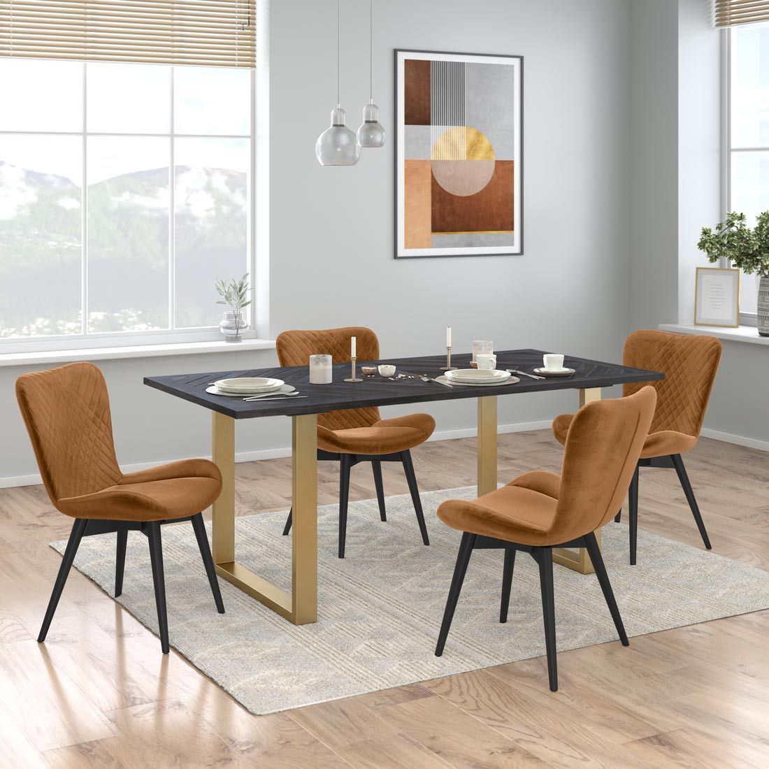 HOMELIV. Pepper Essgruppe 5-tlg. Tisch 180x90cm
