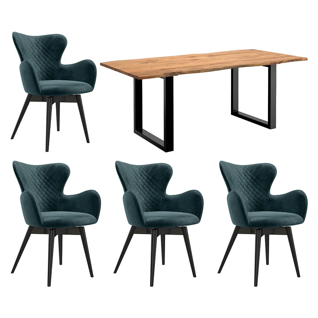 HOMELIV. Pepper Essgruppe 5-tlg. Tisch 200x90cm
