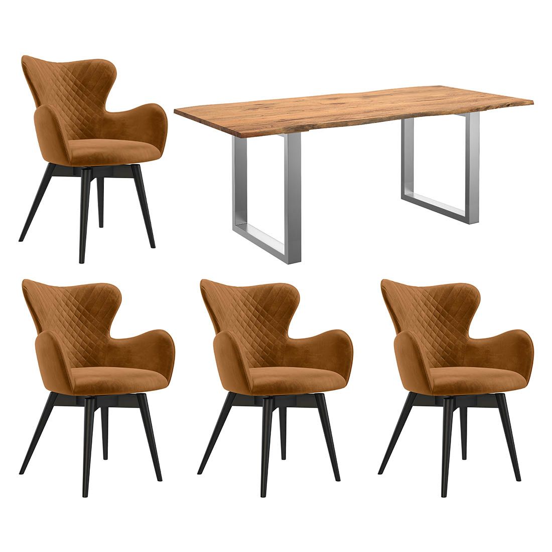 HOMELIV. Pepper Essgruppe 5-tlg. Tisch 200x90cm