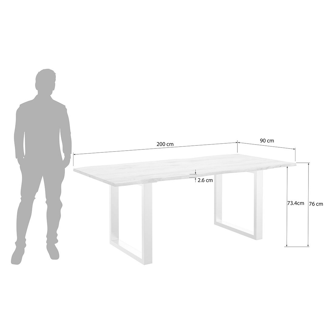 HOMELIV. Pepper Essgruppe 5-tlg. Tisch 200x90cm