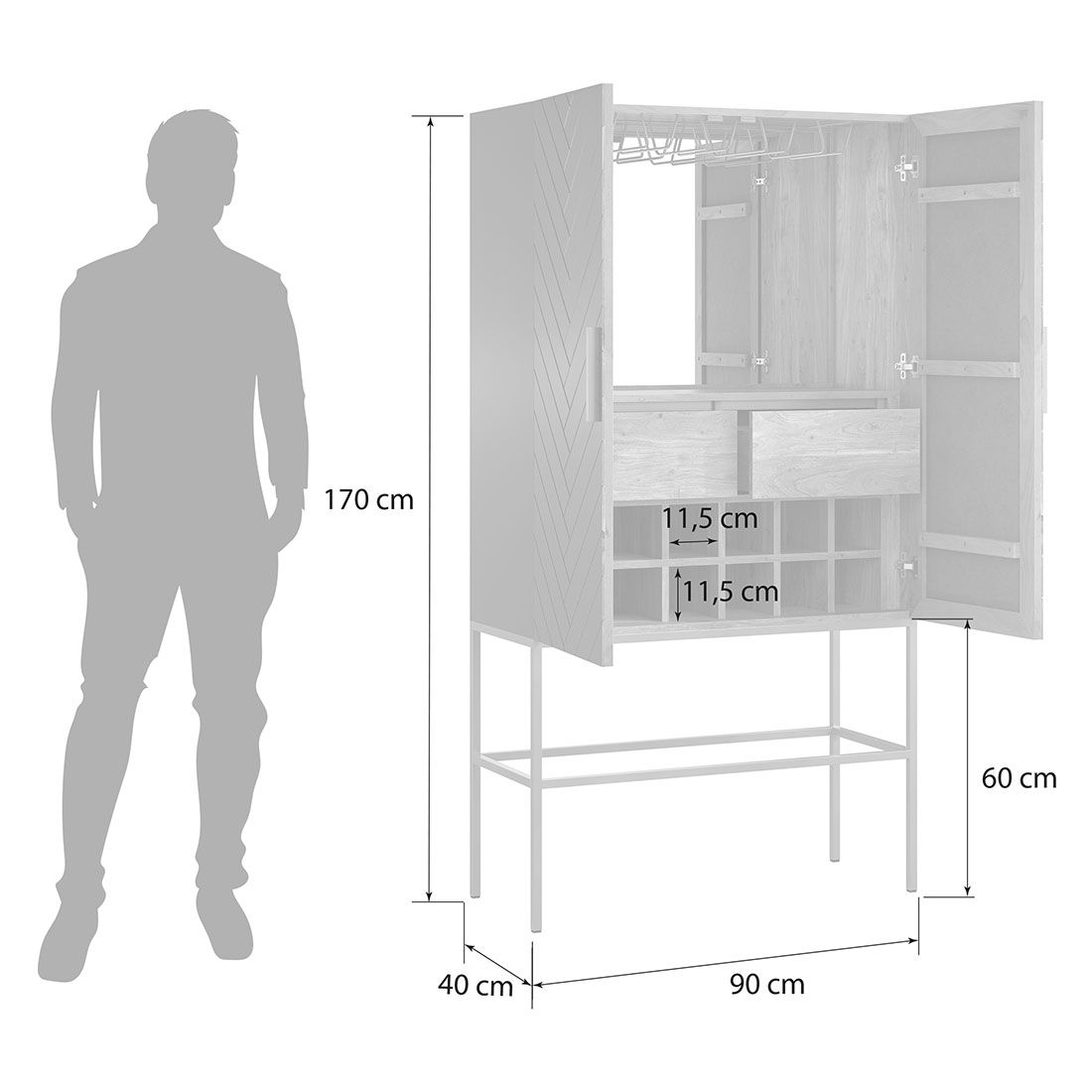 HOMELIV. Riga Barschrank 90x40x170cm