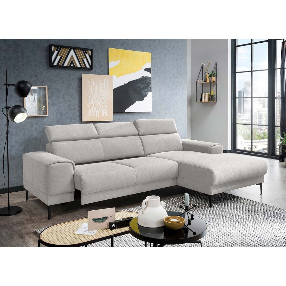 HOMELIV. Root Ecksofa 246x167x76cm mit Sitztiefenverstellung