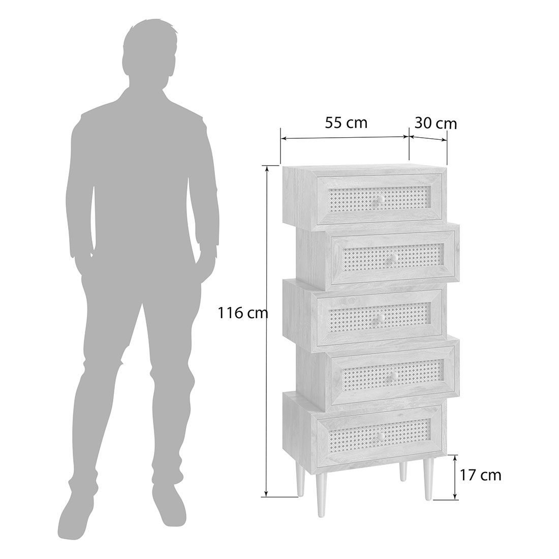 HOMELIV. Silea Hochkommode 55x30x116cm