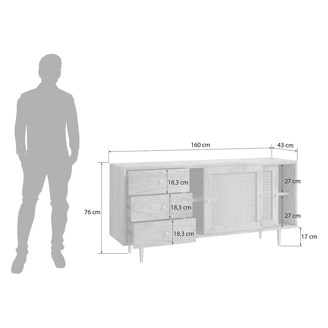 HOMELIV. Silea Sideboard 160x43x76cm