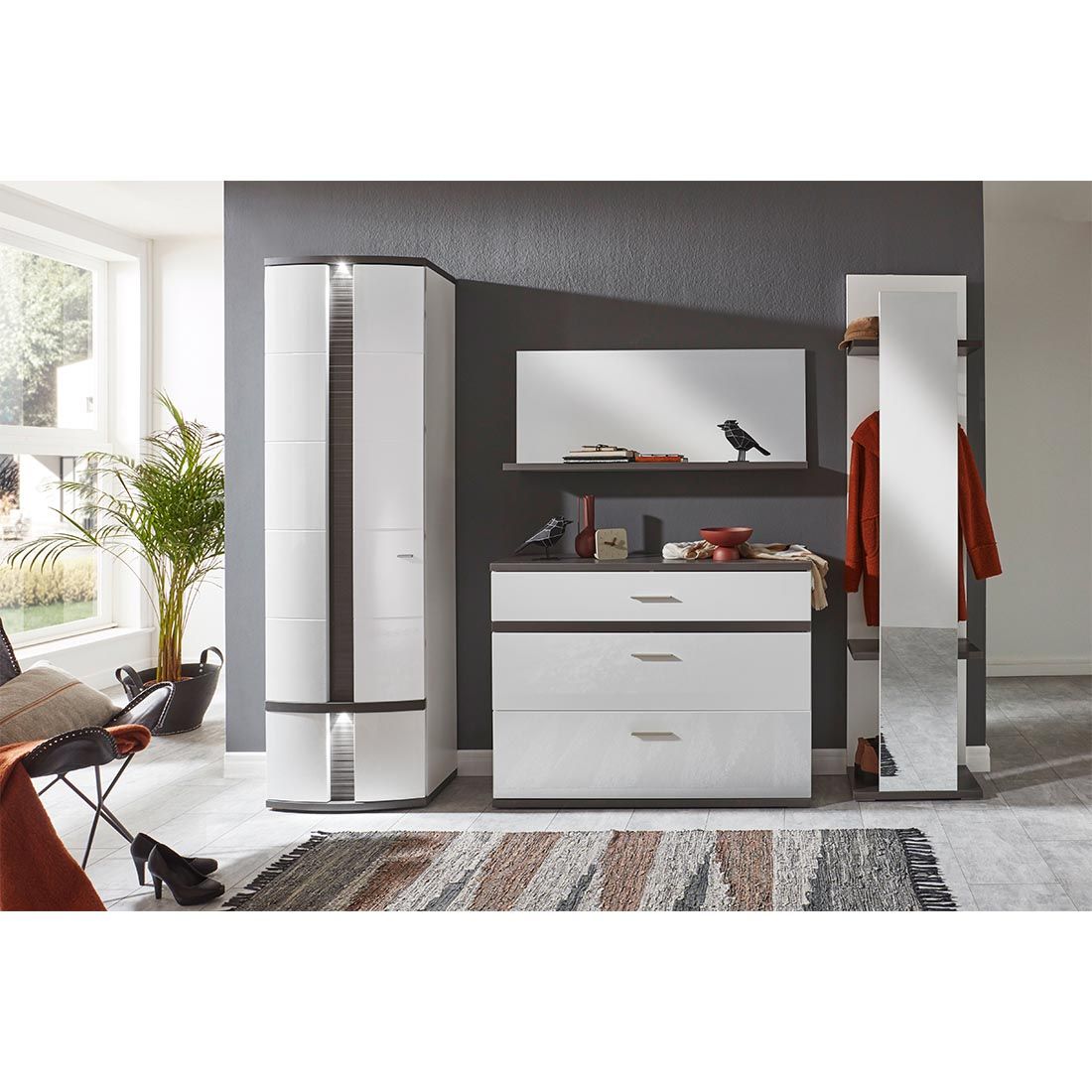 IDEAL WOHNEN Cabana Garderobenschrank mit Beleuchtung 60x39,8x208,6cm