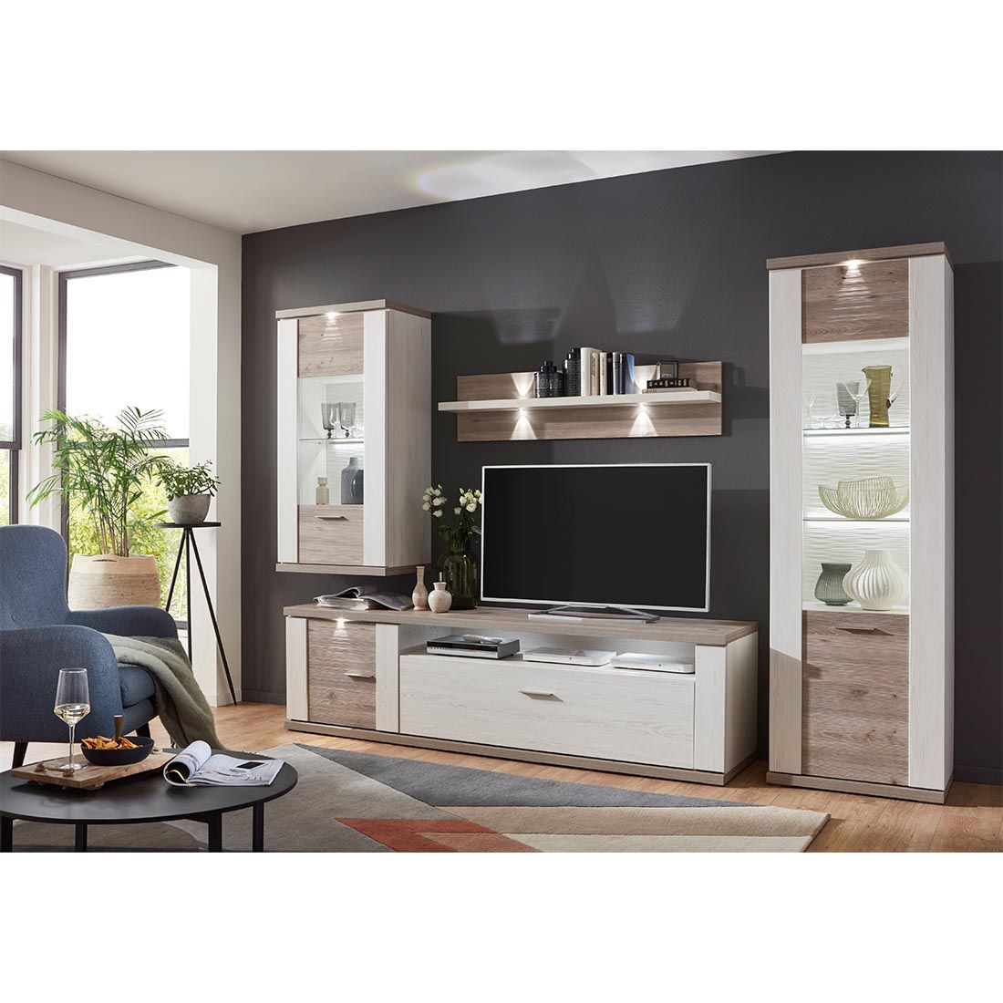 IDEAL WOHNEN Manhattan Lowboard mit Beleuchtung 215x51,6x60cm