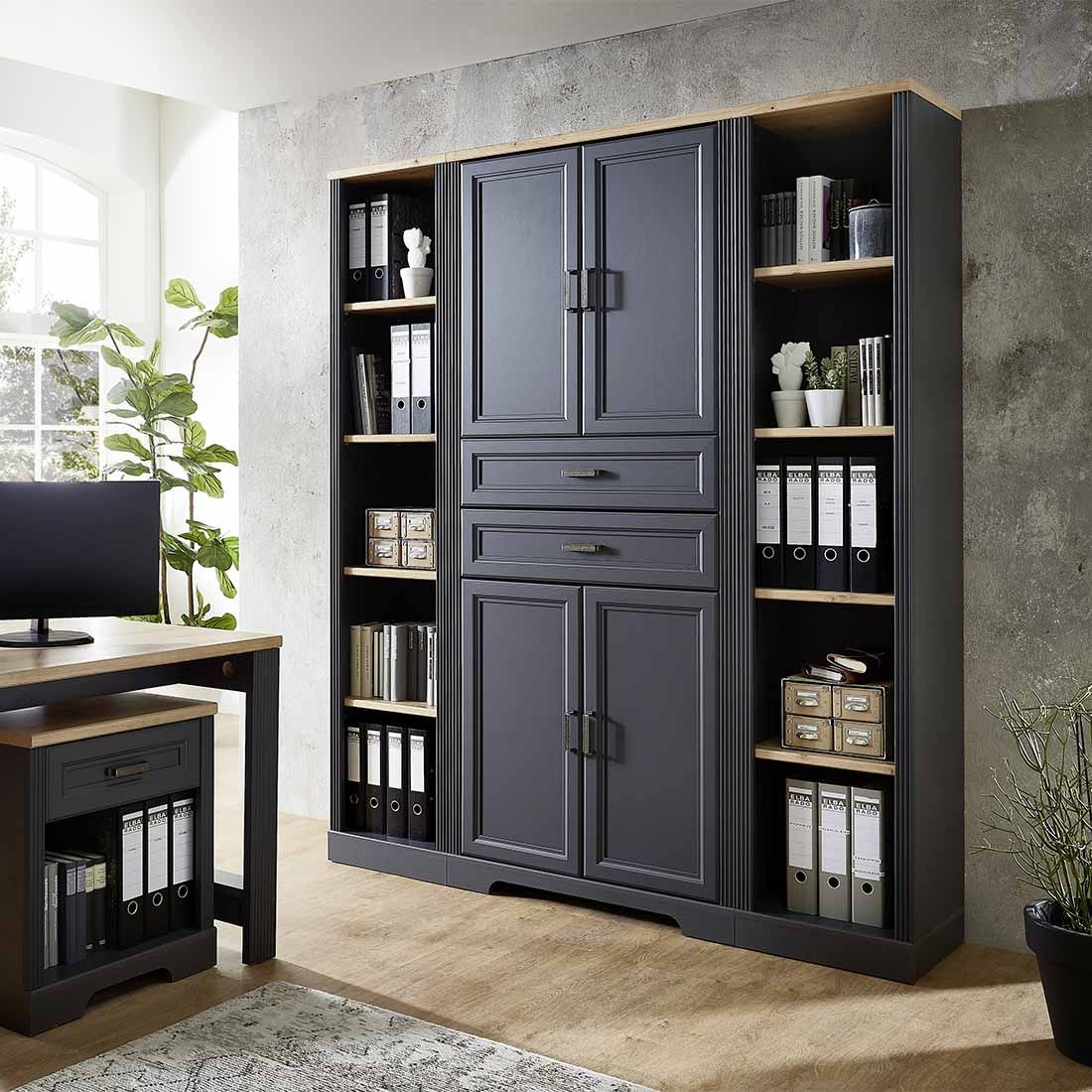 Innostyle Jasmin Büroschrank 86x38x204cm Graphit/Artisan Eiche