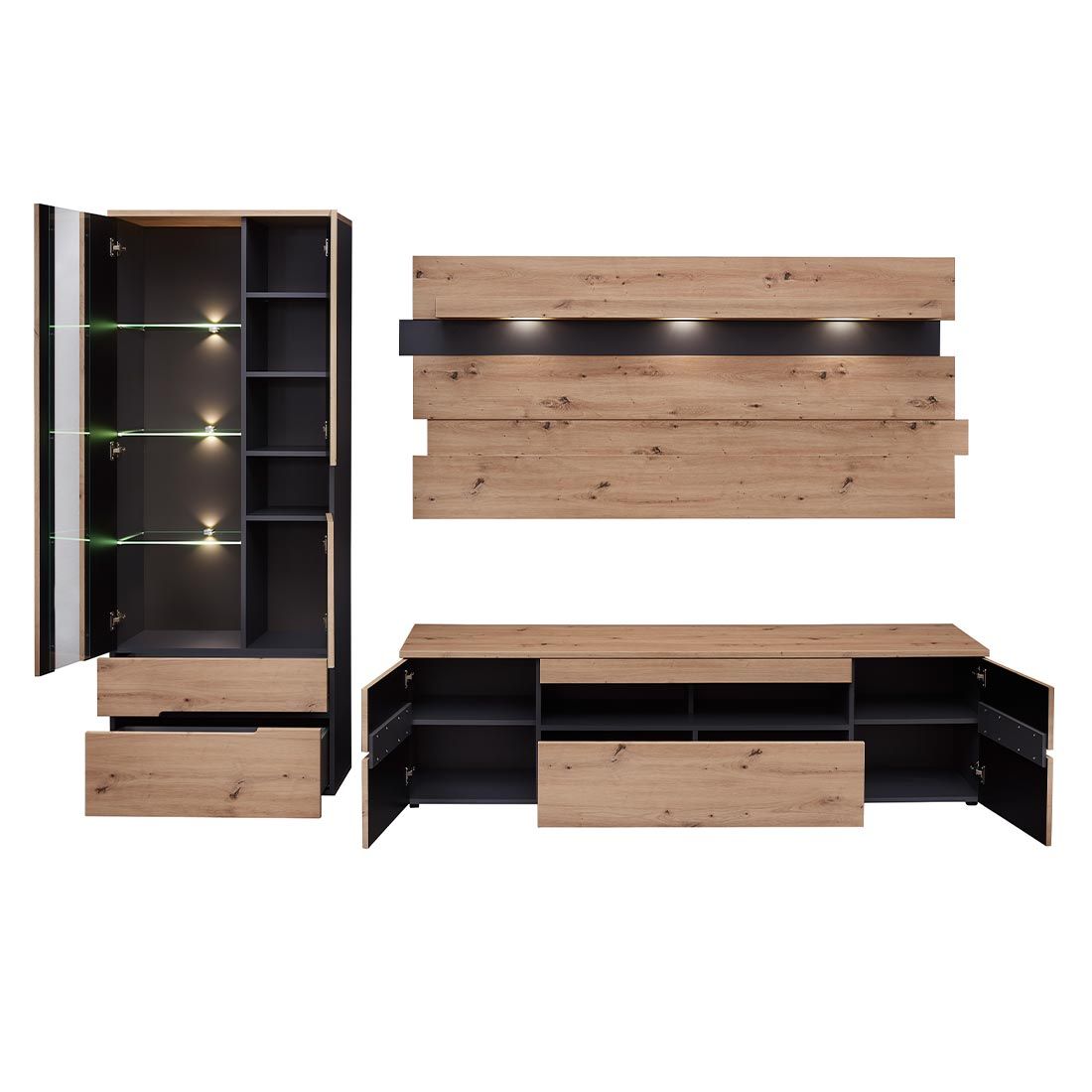 Innostyle Memphis Wohnwand mit Beleuchtung 3-tlg.